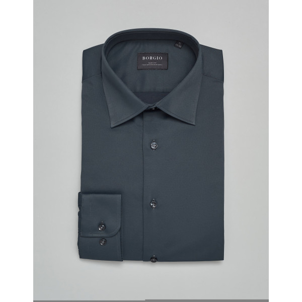 koszula lumia 00436 długi rękaw grafitowy slim fit