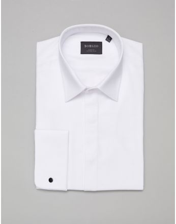 koszula fabrizia 00404 na spinki biały slim fit
