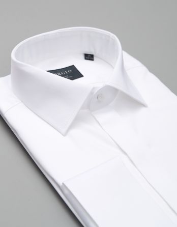 koszula męska bawełniana mozza na spinki biały slim fit 00253