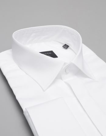 Koszula męska mozza na spinki biały classic fit 00280