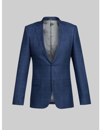 marynarka męska camerino niebieska w kratę slim fit