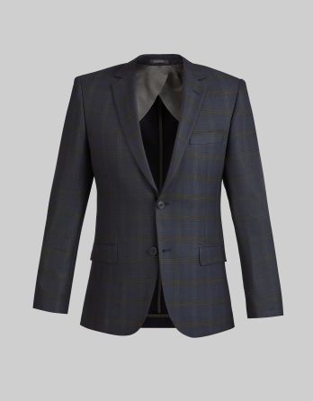 Marynarka do zestawu naro granatowa w kratę slim fit