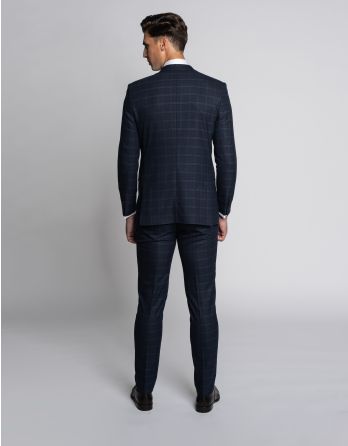 Marynarka do zestawu viloro granatowa w kratę slim fit