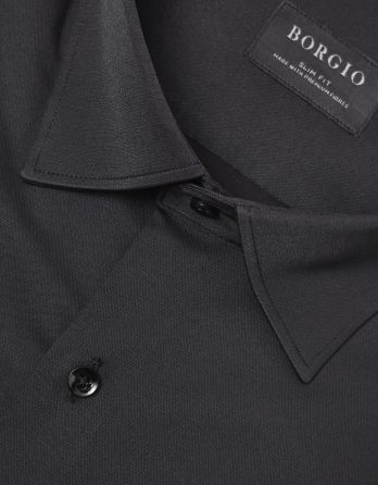 koszula acconia 00357 długi rękaw czarny slim fit