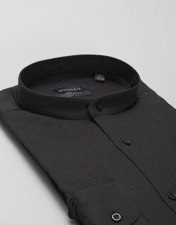 koszula lentini 00394 długi rękaw czarny slim fit