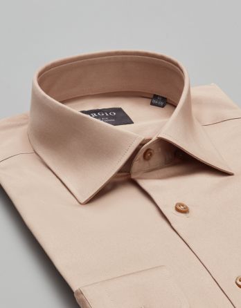 koszula simeria 00378 długi rękaw beżowy slim fit