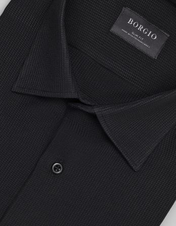 koszula licodia 00460 długi rękaw czarny slim fit