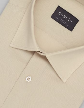 koszula terranova 00472 długi rękaw beżowy slim fit