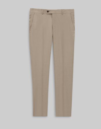 spodnie do zestawu godrano beżowy slim fit