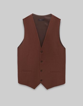 kamizelka do zestawu barzano ceglasty slim fit