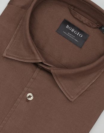 koszula terranova 00555 długi rękaw brąz slim fit