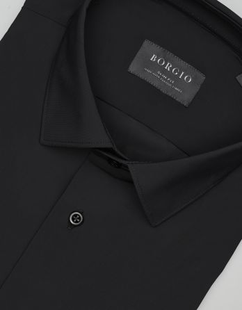 koszula ateleta 00583 długi rękaw czarny slim fit