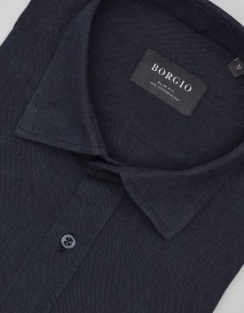 koszula lentella 00587 długi rękaw granatowy slim fit