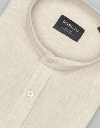 koszula lentella 00592 długi rękaw beżowy slim fit