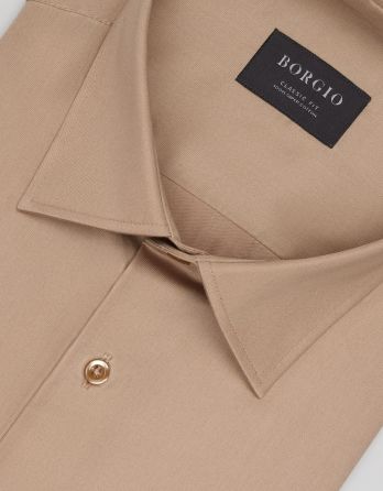 Koszula simeria 00608 długi rękaw beżowy classic fit