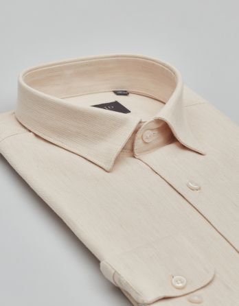 koszula flero 00623 długi rękaw beżowy slim fit