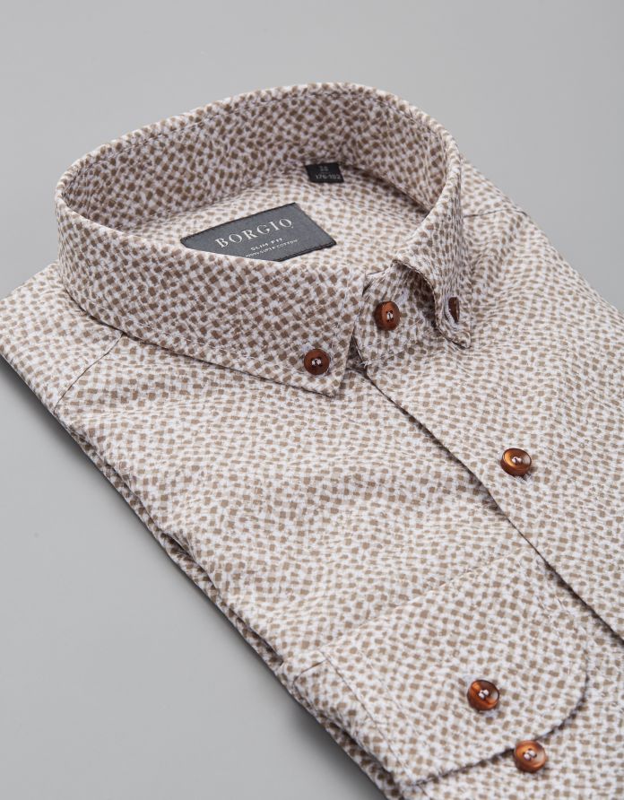 koszula brązowa w kratę calimera 00217 długi rękaw classic fit