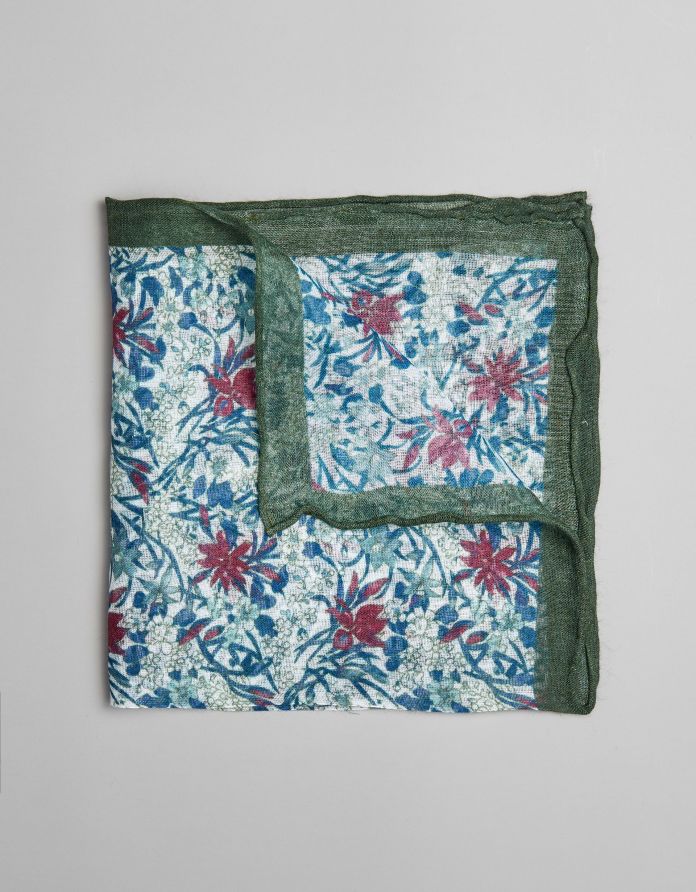 poszetka modal zielony kwiaty 0008