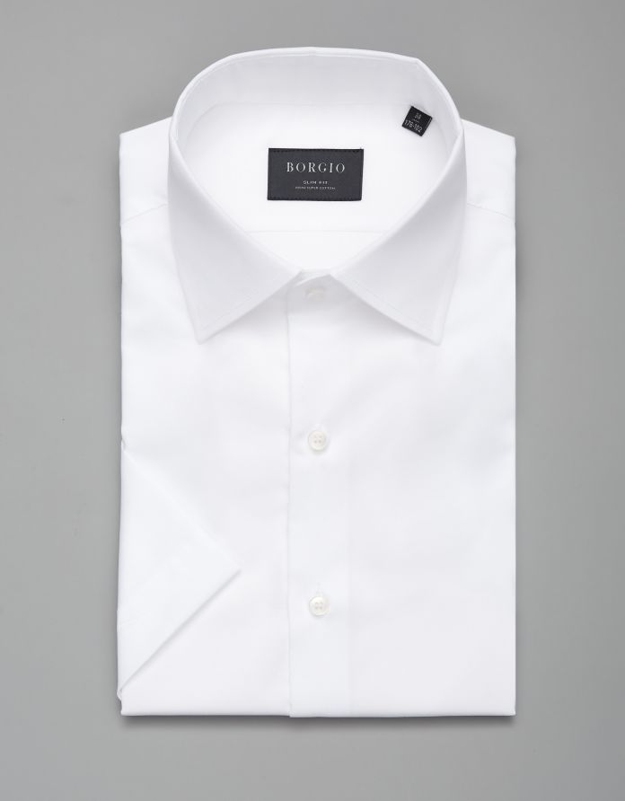 koszula męska bawełniana canosa 00102 krótki rękaw slim fit biały