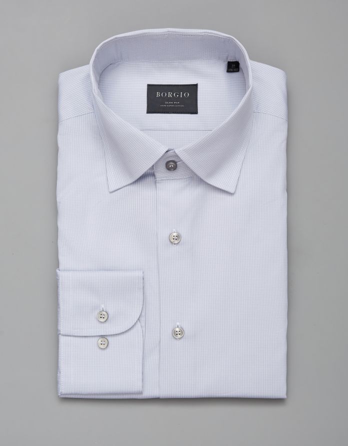 koszula matera długi rękaw szary slim fit 00245