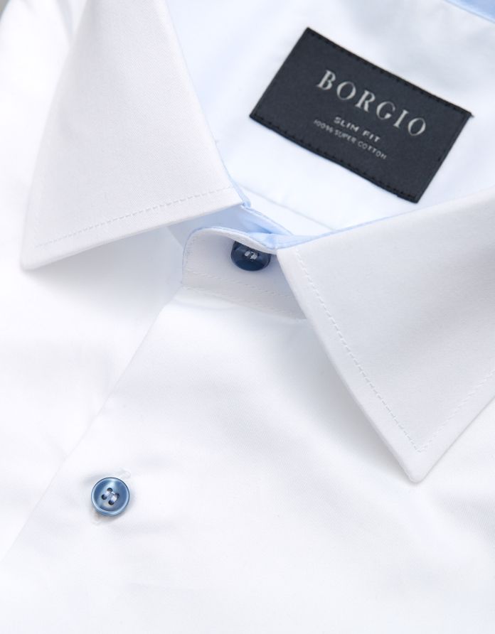 koszula męska bawełna vallerona długi rękaw biały slim fit 00251