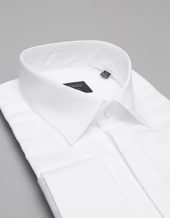 Koszula męska mozza na spinki biały classic fit 00280