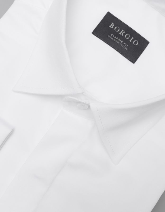 Koszula męska mozza na spinki biały classic fit 00280