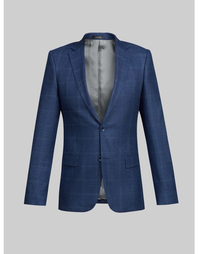 marynarka męska camerino niebieska w kratę slim fit