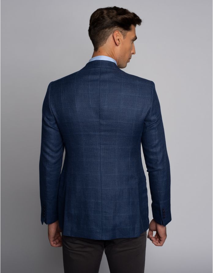 marynarka męska camerino niebieska w kratę slim fit