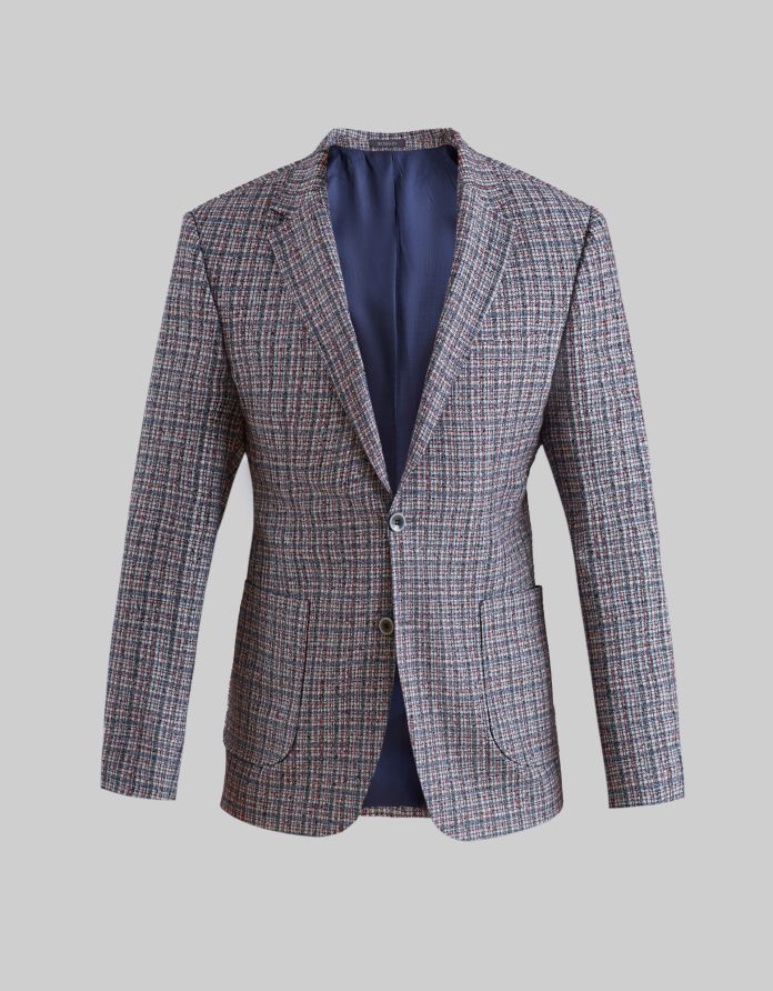 marynarka męska w kratę  jesolo granatowy o kroju slim fit