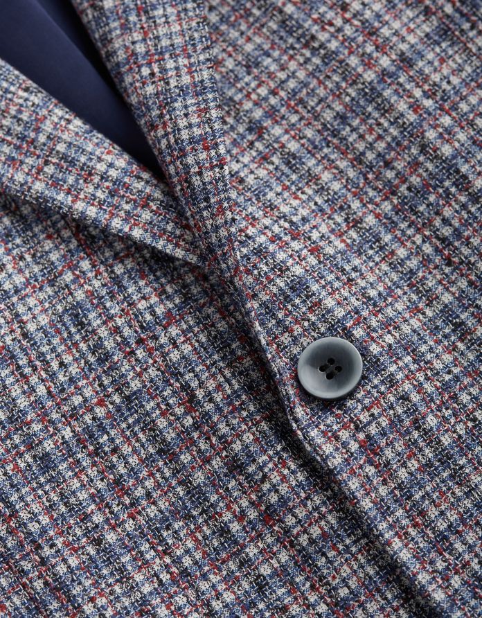 marynarka męska w kratę  jesolo granatowy o kroju slim fit