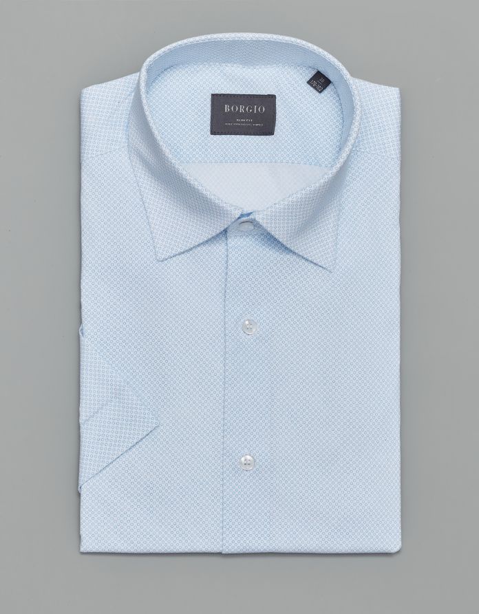 koszula biała w kropki canosa 00286 krótki rękaw slim fit