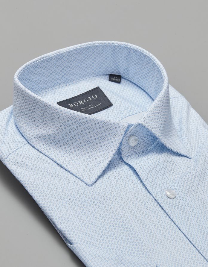 koszula biała w kropki canosa 00286 krótki rękaw slim fit