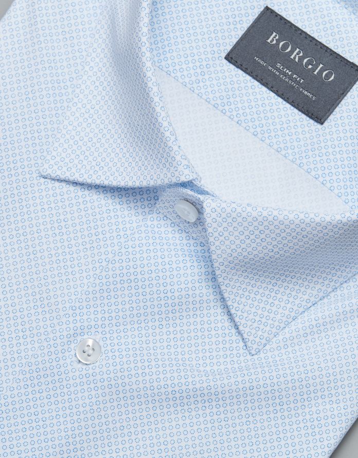 koszula biała w kropki canosa 00286 krótki rękaw slim fit