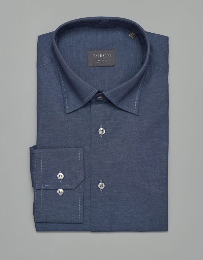 Koszula męski luino 00290 długi rękaw granatowy classic fit