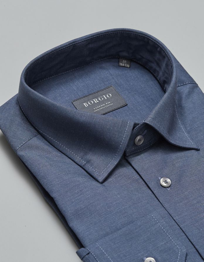 Koszula męski luino 00290 długi rękaw granatowy classic fit