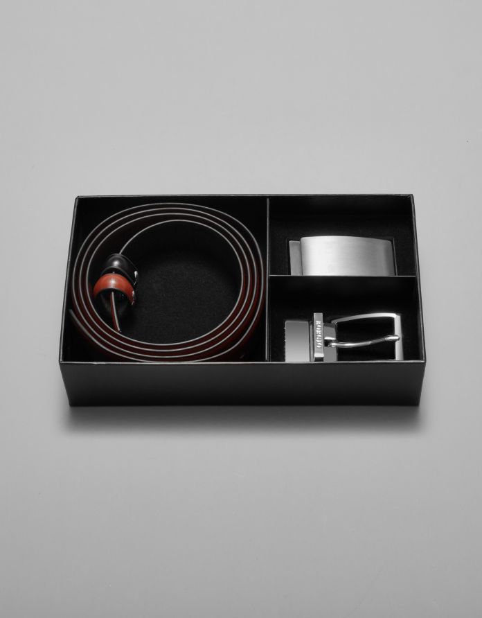 zestaw pasek + dwie klamry brązowy skórzany regulowany 2 (125 cm)