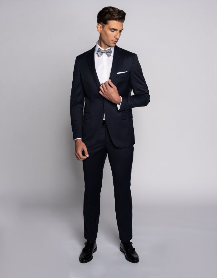 Spodnie do zestawu monopoli granatowy slim fit