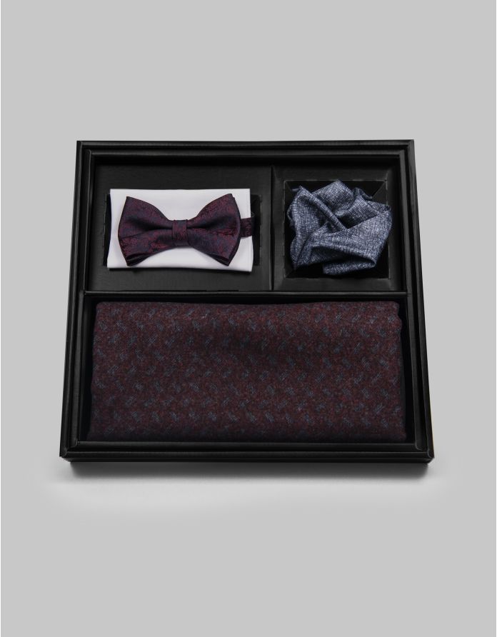 Zestaw prezentowy szalik, mucha i 2x poszetka m7