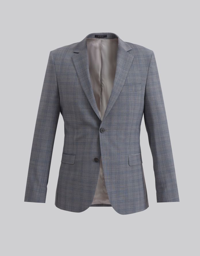 Marynarka w kratę do zestawu portici szara slim fit