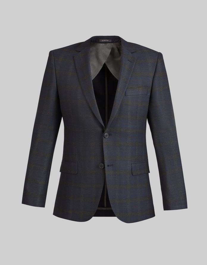 Marynarka do zestawu naro granatowa w kratę slim fit