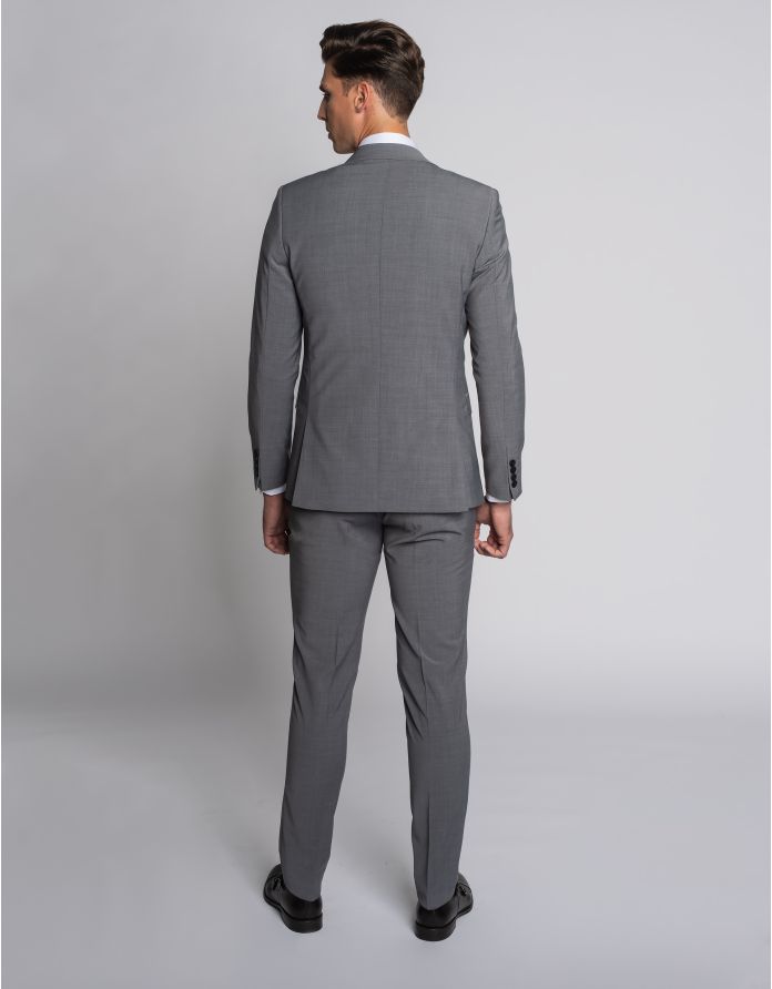 Eleganckie spodnie męskie saluzzo szary slim fit