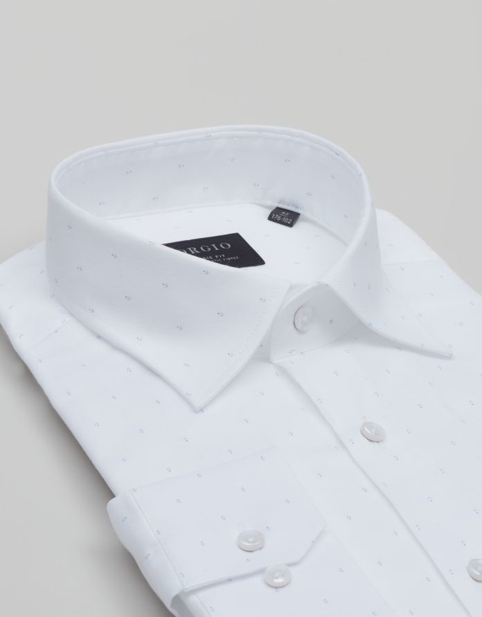 Koszula biała w mikrowzór calimera 00306 długi rękaw classic fit