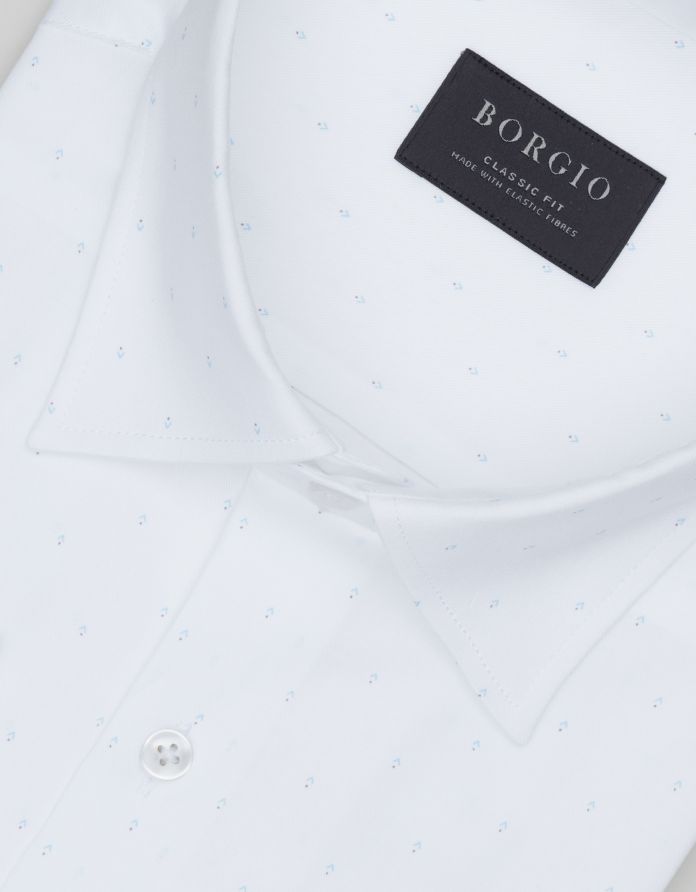 Koszula biała w mikrowzór calimera 00306 długi rękaw classic fit