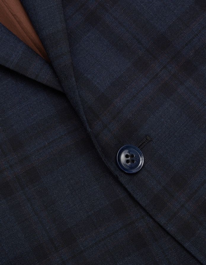 Marynarka do zestawu carini granatowa w kratę slim fit