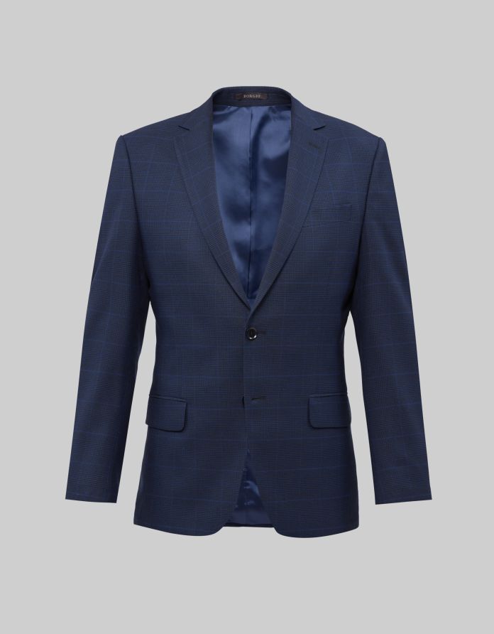 Marynarka do zestawu vergano granatowa w kratę slim fit