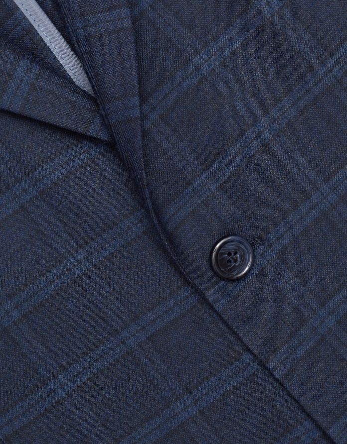 Marynarka do zestawu viloro granatowa w kratę slim fit