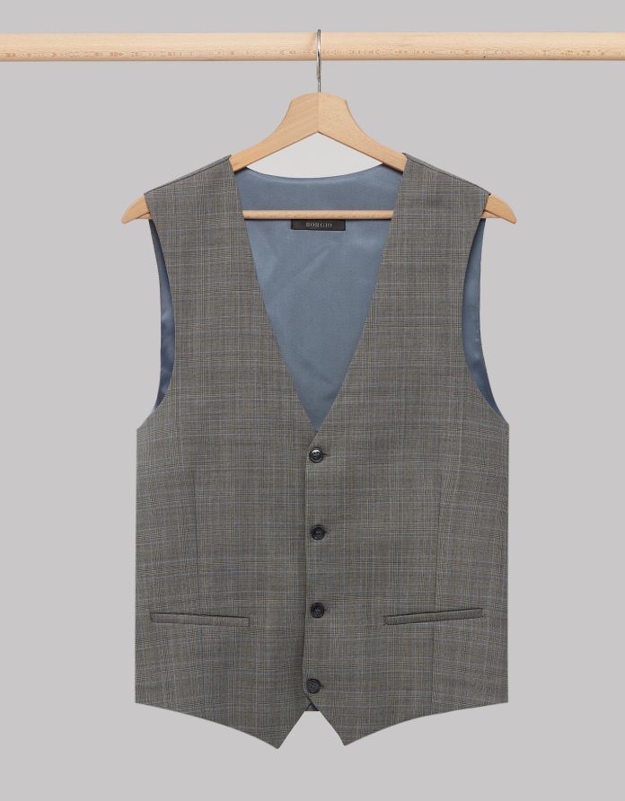 kamizelka w kratę artena szara slim fit