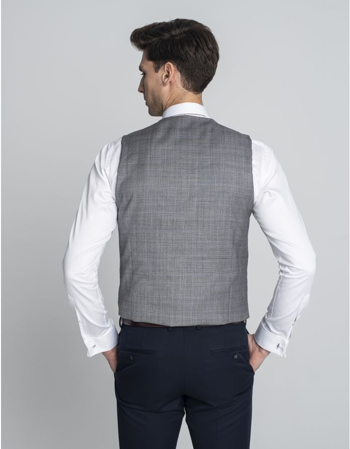 kamizelka w kratę artena szara slim fit