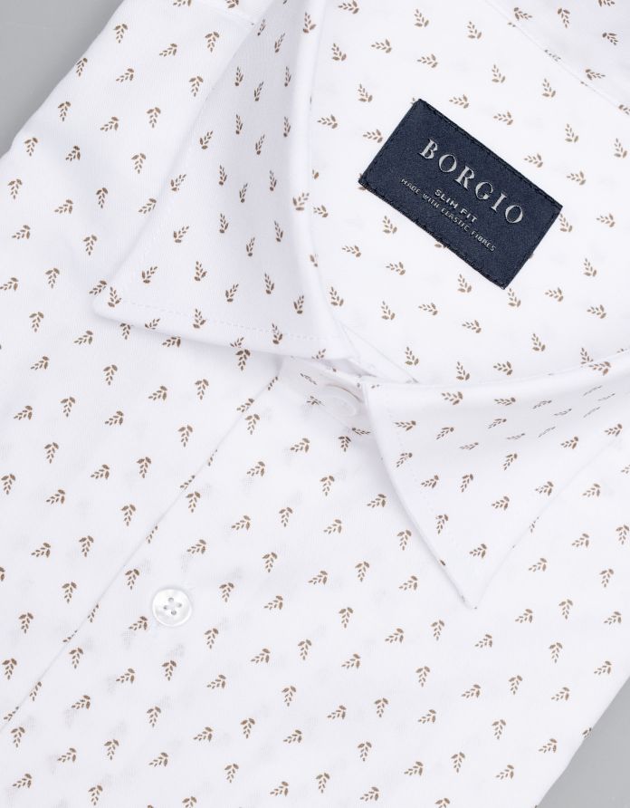 koszula biała z mikrowzorem calimera 00325 długi rękaw slim fit